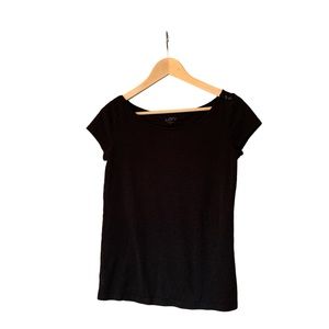 LOFT Cotton Tee with Button Detail